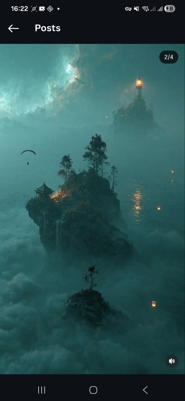 Lighthouse above clouds